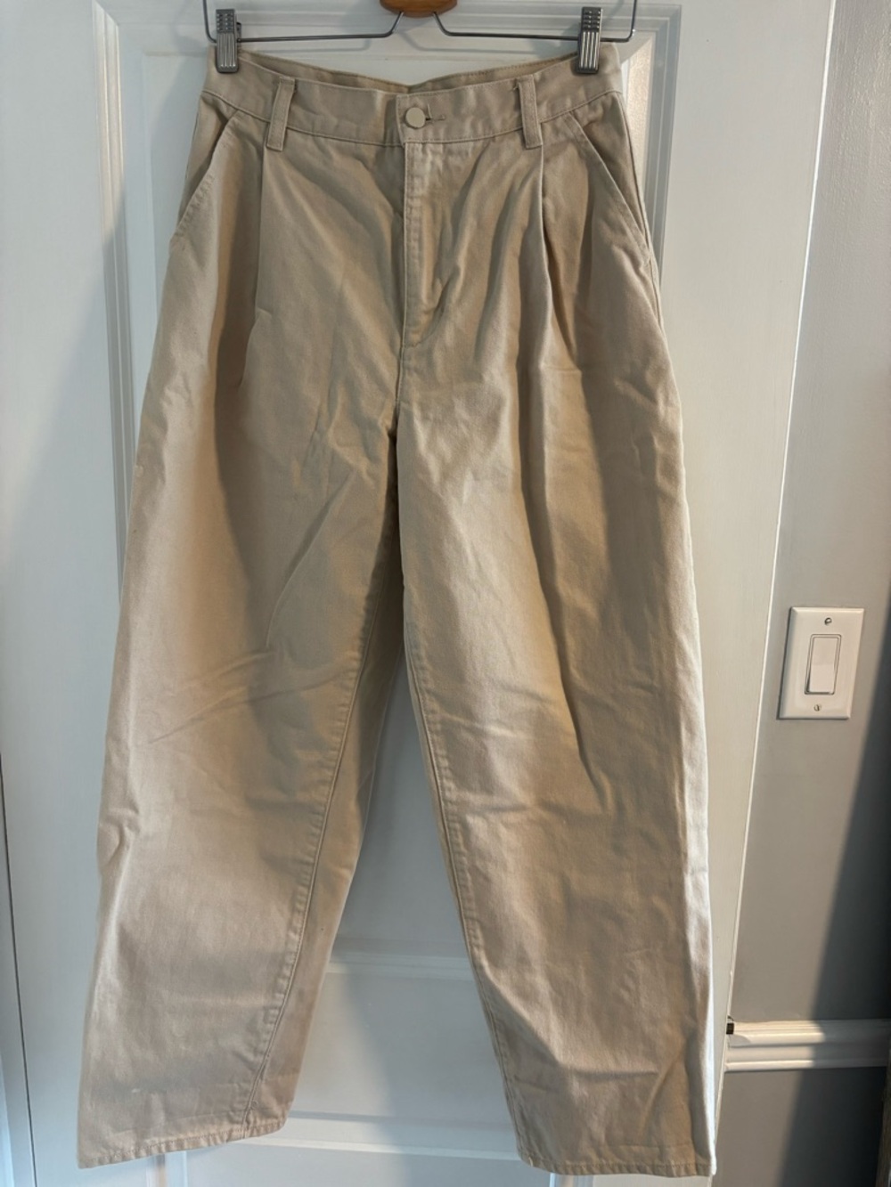 OAK + FORT Beige Pleated Straight-Leg Chinos